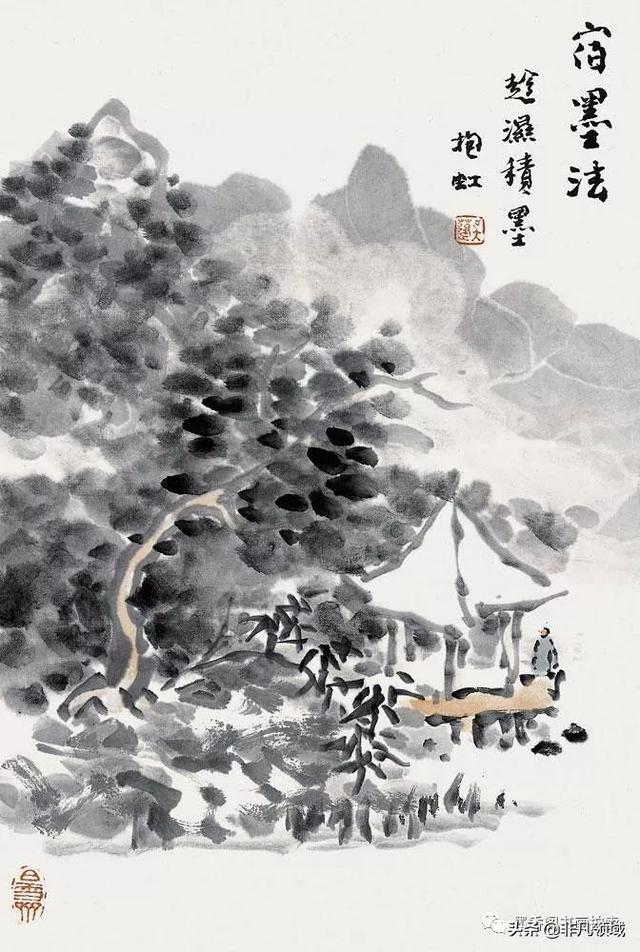 简单的水墨山水画教程（水墨画山水画绘画入门技法步骤图文详解）(17)