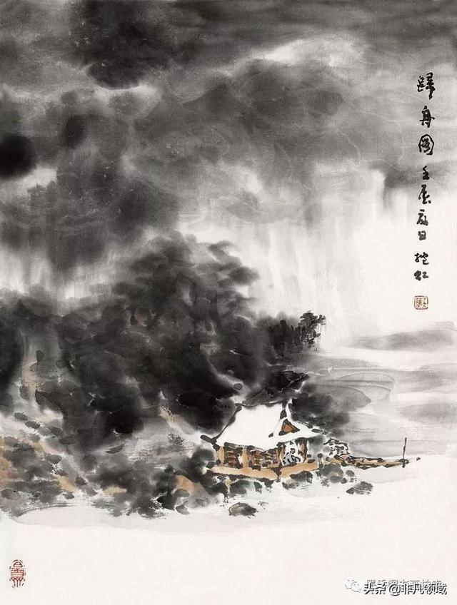 简单的水墨山水画教程（水墨画山水画绘画入门技法步骤图文详解）(18)