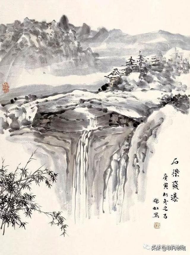 简单的水墨山水画教程（水墨画山水画绘画入门技法步骤图文详解）(13)